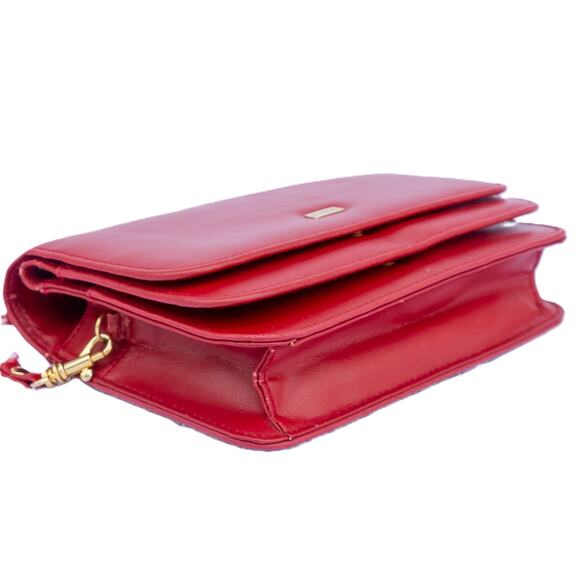 BUXTON Red Leather Crossbody Small Purse Large Organizer Wallet - Picture 3 of 11